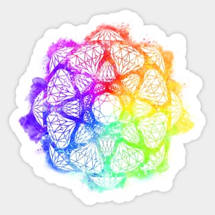 Rainbow Watercolor Crystal Mandala - Clear Silhouette Sticker